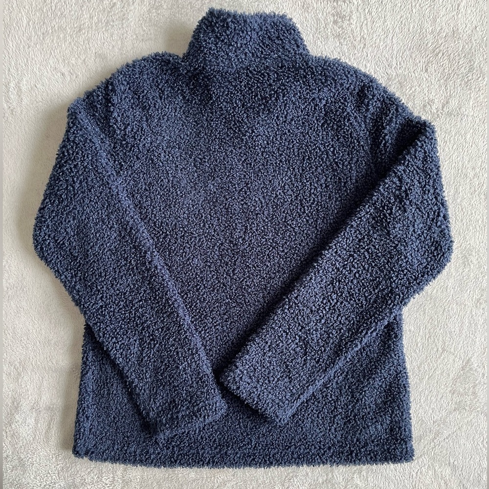 Orvis Navy Sherpa Lined Quarter Zip Pullover Sweater Size Small - Picture 2 of 7